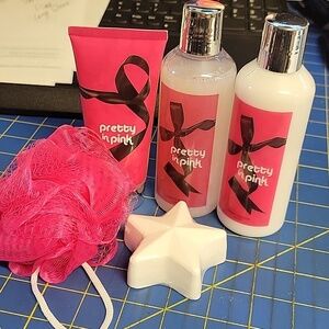 Pretty In Pink Bath Set of 5 New